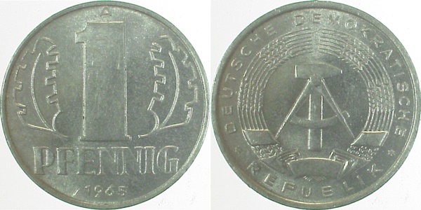 1 Pfennig DDR 1965 A bfr. EA!!