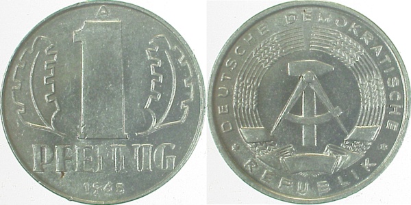 1 Pfennig DDR 1965 A vz/stgl J1508 vz / stgl 1 Pfennig