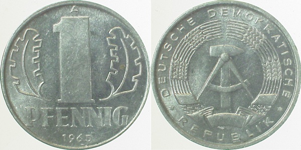 1 Pfennig DDR 1965 A ss/vz