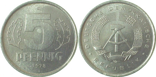 5 Pfennig DDR 1978 A vz