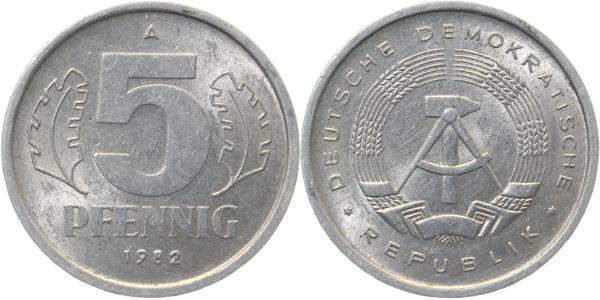 5 Pfennig DDR 1982 A ss/vz J1509 ss / vz 5 Pfennig