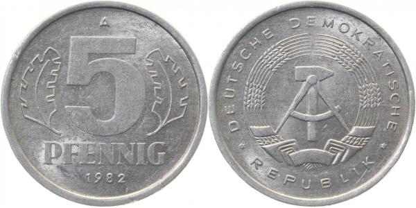 5 Pfennig DDR 1982 A ss J1509 ss 5 Pfennig