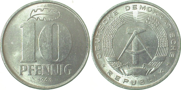 10 Pfennig DDR 1963 A vz J1510 vz 10 Pfennig