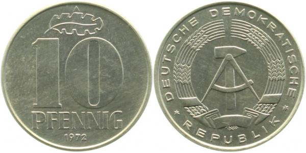 10 Pfennig DDR 1972 A bfr/stgl/matt J1510
