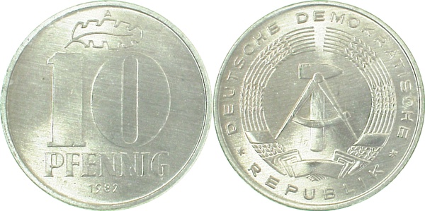 10 Pfennig DDR 1983 A stgl/matt ! J1510 stgl/matt 10 Pfennig