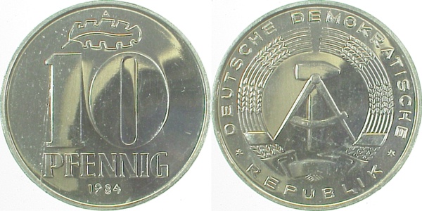 10 Pfennig DDR 1985 A spgl J1510 10 Pfennig