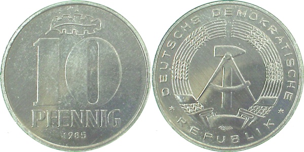 10 Pfennig DDR 1985 A J1510 vz/stgl/matt