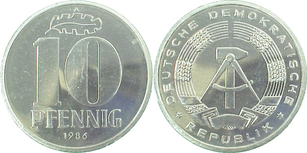 10 Pfennig DDR 1987 A J1510 stgl/matt