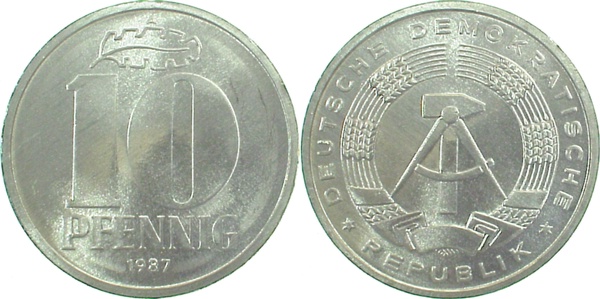 10 Pfennig DDR 1988 A bfr/stgl/matt