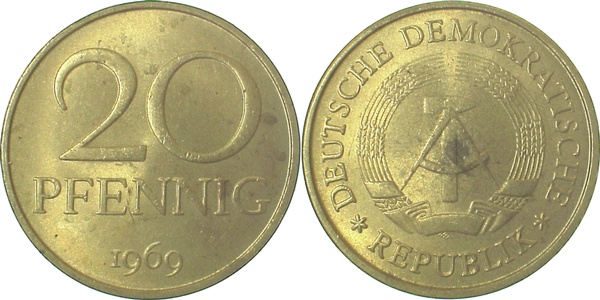 20 Pfennig DDR 1969 vz