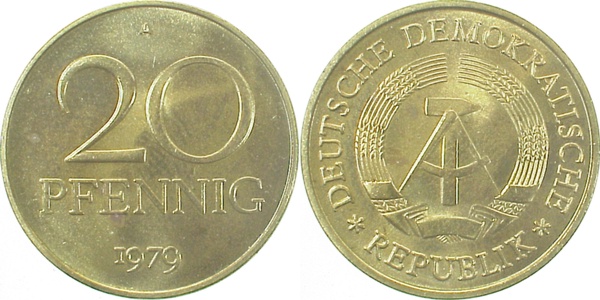 20 Pfennig DDR 1979 A bfr/stgl/matt J1511b bfr / stgl / matt 20 Pfennig