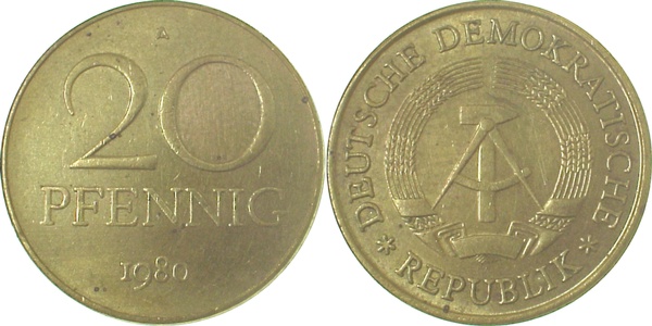 20 Pfennig DDR 1981 A stgl /matt J1511b stgl /matt 20 Pfennig