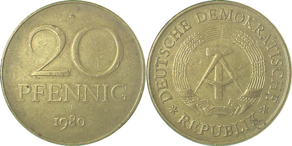 20 Pfennig DDR 1981 A spgl J1511b 20 Pfennig