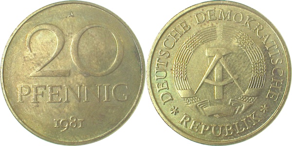 20 Pfennig DDR 1981 A bfr/stgl/matt J1511b bfr / stgl / matt 20 Pfennig