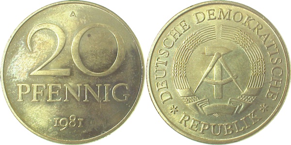 20 Pfennig DDR 1981 A vz