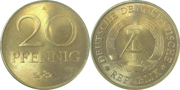 20 Pfennig DDR 1983 A spgl J1511b 20 Pfennig