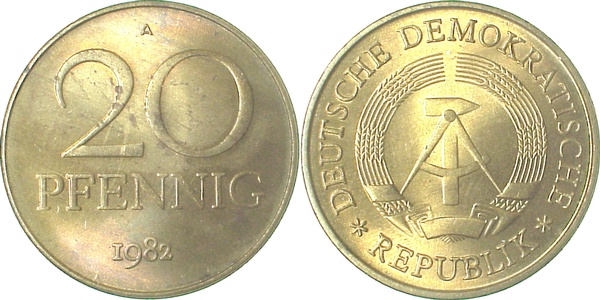 20 Pfennig DDR 1983 A bfr/stgl/matt J1511b bfr / stgl / matt 20 Pfennig