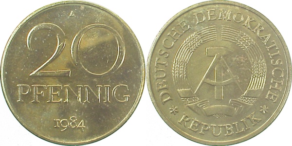 20 Pfennig DDR 1984 A vz