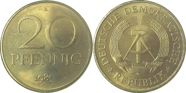 20 Pfennig DDR 1985 A vz