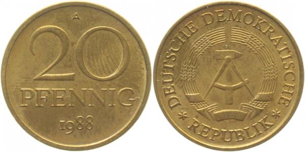 20 Pfennig DDR 1989 A stgl /matt J1511b stgl /matt 20 Pfennig
