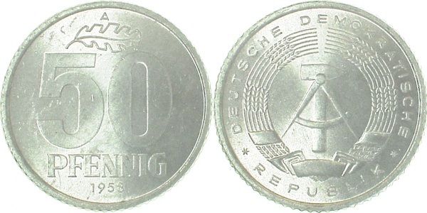 50 Pfennig DDR 1958 A bfr/stgl matt J1512