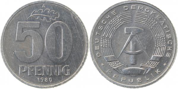 50 Pfennig DDR 198 0A vz J1512