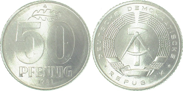 50 Pfennig DDR 1981 A bfr/stgl/matt J1512 bfr / stgl / matt 50 Pfennig