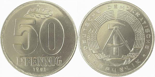 50 Pfennig DDR 1982 A bfr/stgl/matt