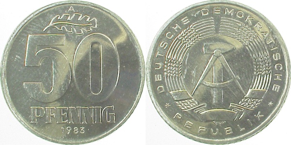 50 Pfennig DDR 1983 A vz J1512 vz 50 Pfennig