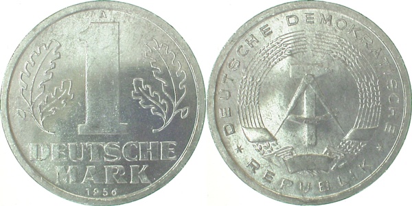 1 Mark DDR 1956 A prfr/stgl/spiegelglanz ! J1513 1 Mark