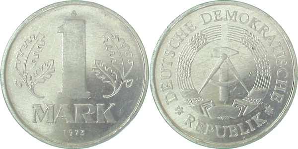1 Mark DDR 1975 A stgl./matt fein!!