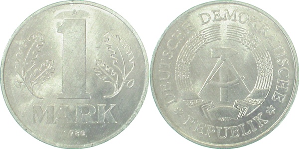 1 Mark DDR 1980 A vz aus Erstabschlag J1514