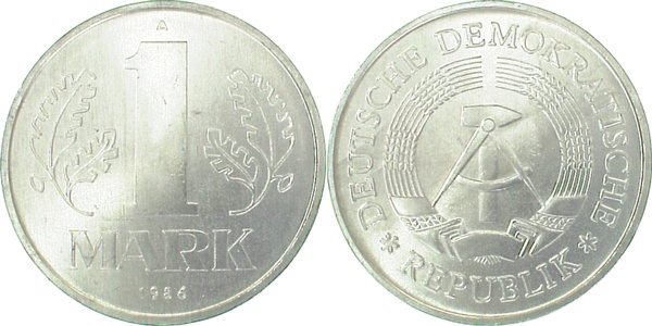 1 Mark DDR 1986 A bfr/stgl/matt