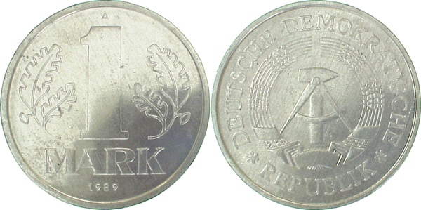 1 Mark DDR 1989 A bfr/stgl/matt J1514 bfr / stgl / matt 1 Mark