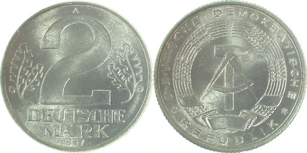 2 Mark DDR 1957 A bfr/stgl/matt