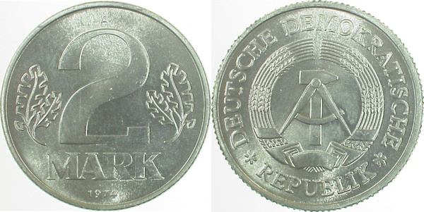 2 Mark DDR 1974 A vz/stgl J1516 vz / stgl 2 Mark
