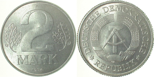 2 Mark DDR 1975 A stgl /matt J1516 stgl /matt 2 Mark