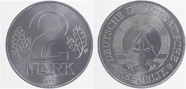 2 Mark DDR 1978 A bfr/stgl/matt J1516 bfr / stgl / matt 2 Mark