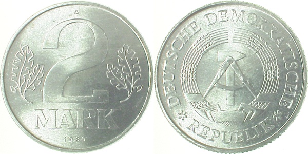 2 Mark DDR 1980 A bfr/stgl/matt J1516 bfr / stgl / matt 2 Mark