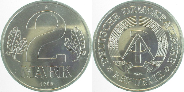 2 Mark DDR 1989 A stgl /matt J1516 stgl /matt 2 Mark