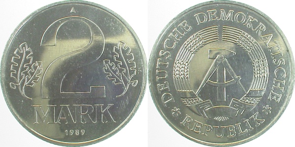 2 Mark DDR 1989 A bfr/matt