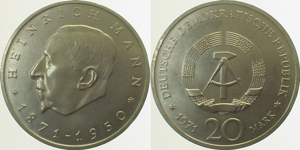 20 Mark DDR H Mann 71 handgeh f prfr J1531 f prfr 20 Mark