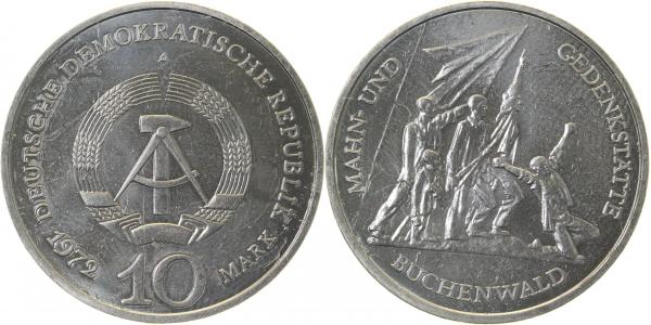 10 Mark Buchenwald 1972, Prägung einer liegengebl. Rohling