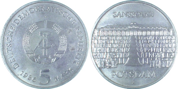 5 Mark Sanssouci 1986 A Gipsmodel Rodewald freigegeben