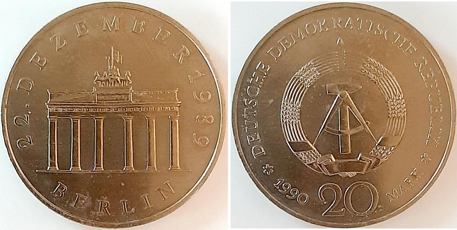 20 Mark Brandenburger Tor1990A DDR Übergewichtig: 15,7 Gramm