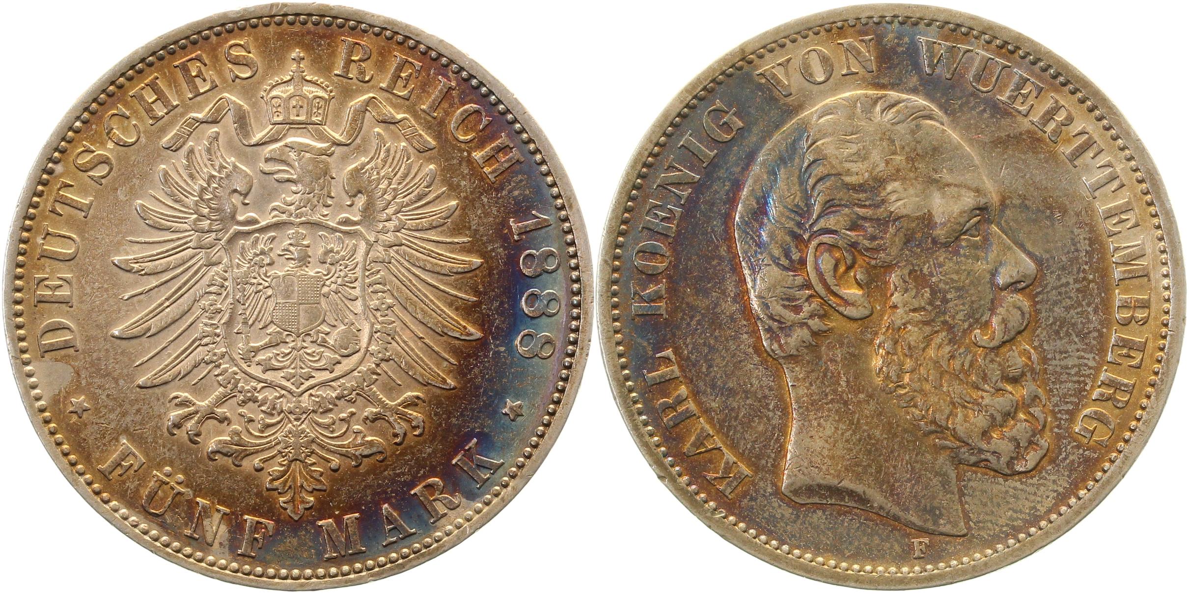2 Mark 1913 F Württemberg PP- Proof-, leichte Schäden J174