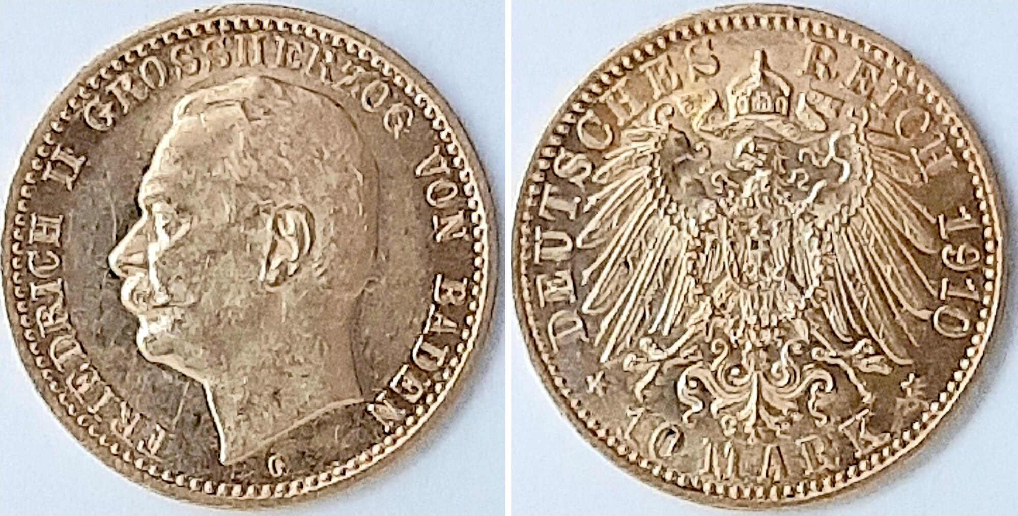 10 Mark Friedrich II Baden 1910 G J191