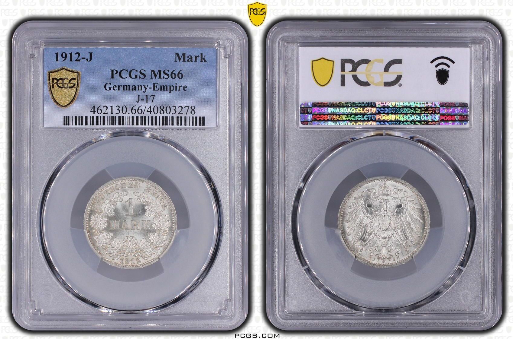 1 Mark 1912 J PCGS MS 66 40803278 J017 selten