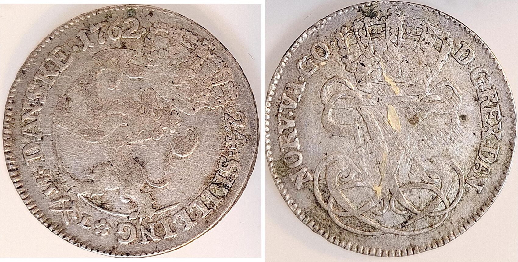 24 Skilling Norwegen- Dänemark 1762 T-L-, SS, justiert