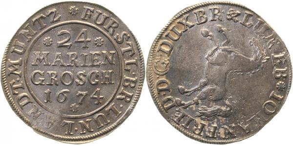 24 Mariengroschen 1674 vorzüglich/stempelglanz leicht Patina